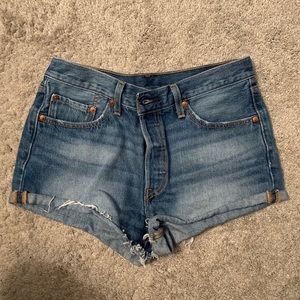 Levis Wedgie Medium Wash Jean Shorts